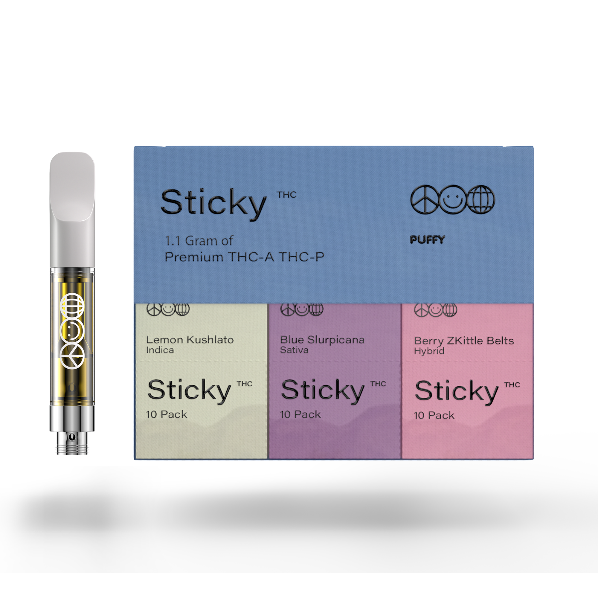 Flavorful and potent, Sticky by PUFFY offers a range of vaporizers infused with juicy terpenes, high-quality oil, and competitive prices. Sticky’s blend of THC-A and THC-P delivers intense effects and yummy flavors. Product Highlights: When heated, THC-A converts into delta-9 THC THC-P is 33x stronger than Delta-9 THC No artificial flavors or colors No cutting agent and zero traces of MCT, VG, PG, or Vitamin E.